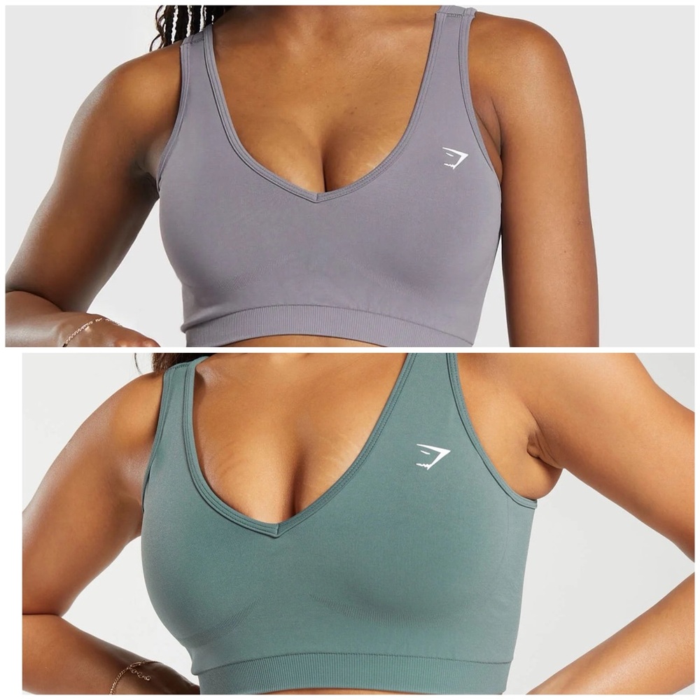 SET OF 2 - Gymshark Everyday Seamless Sports Bras - Teal and Purple